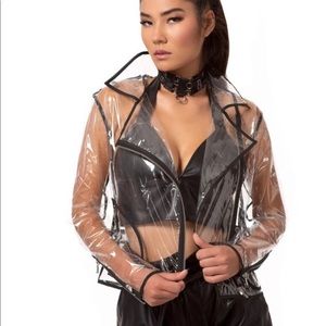 Transparent biker jacket! Vinyl clear jacket.